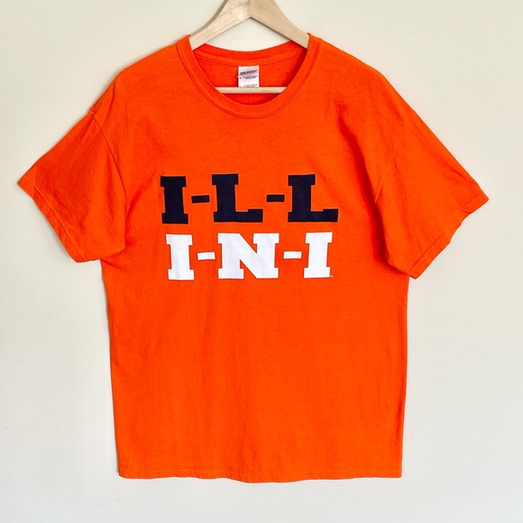 NEW University of Illinois Fighting Illini I-L-L-I-N-I Orange T Shirt Adult L - Picture 2 of 8